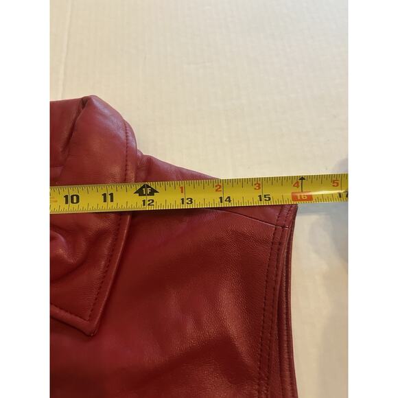 Women's Vintage Y2k Saguaro Red Leather Zip Up Lined Biker Vest Jacket Sz Large - Picture 11 of 14